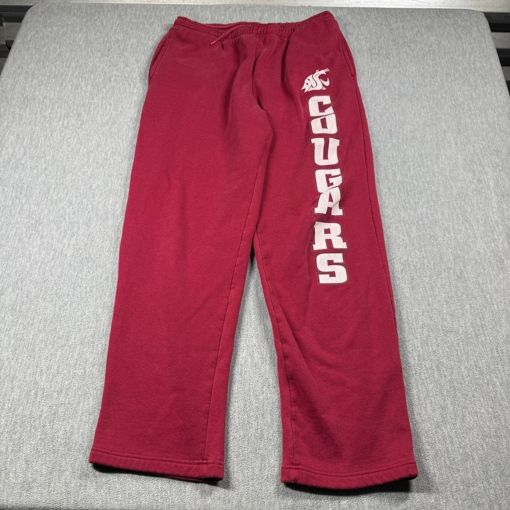 JanSport Sweatpants Mens L Red WSU Washington State Cougars Fleece Open Hem Pant